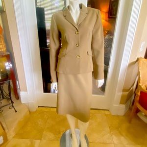 Lilla Ka Tan Brown Jacket & Skirt Suit Set Sz 44